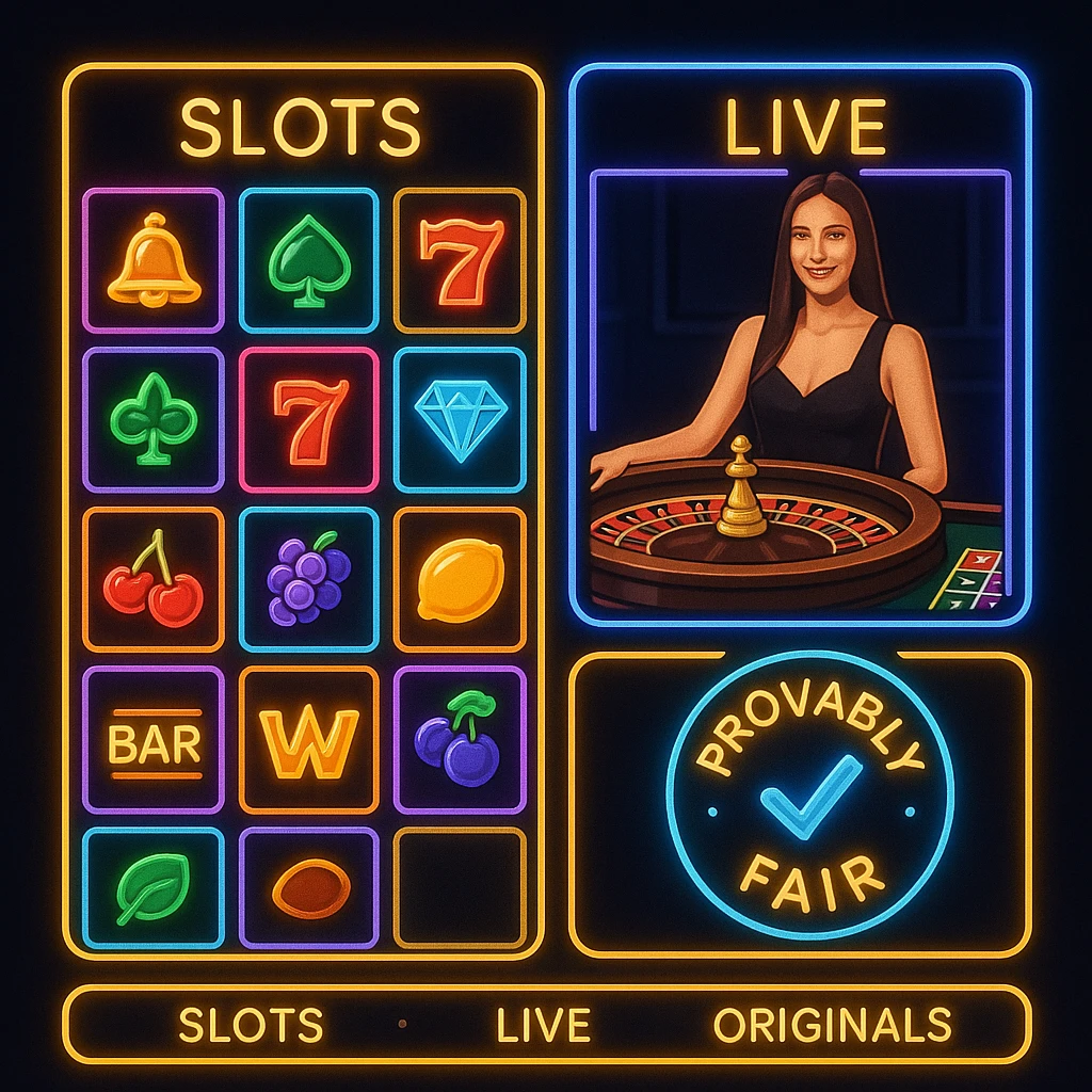 Stake app casino in India showing slots, live roulette, and provably fair originals categories